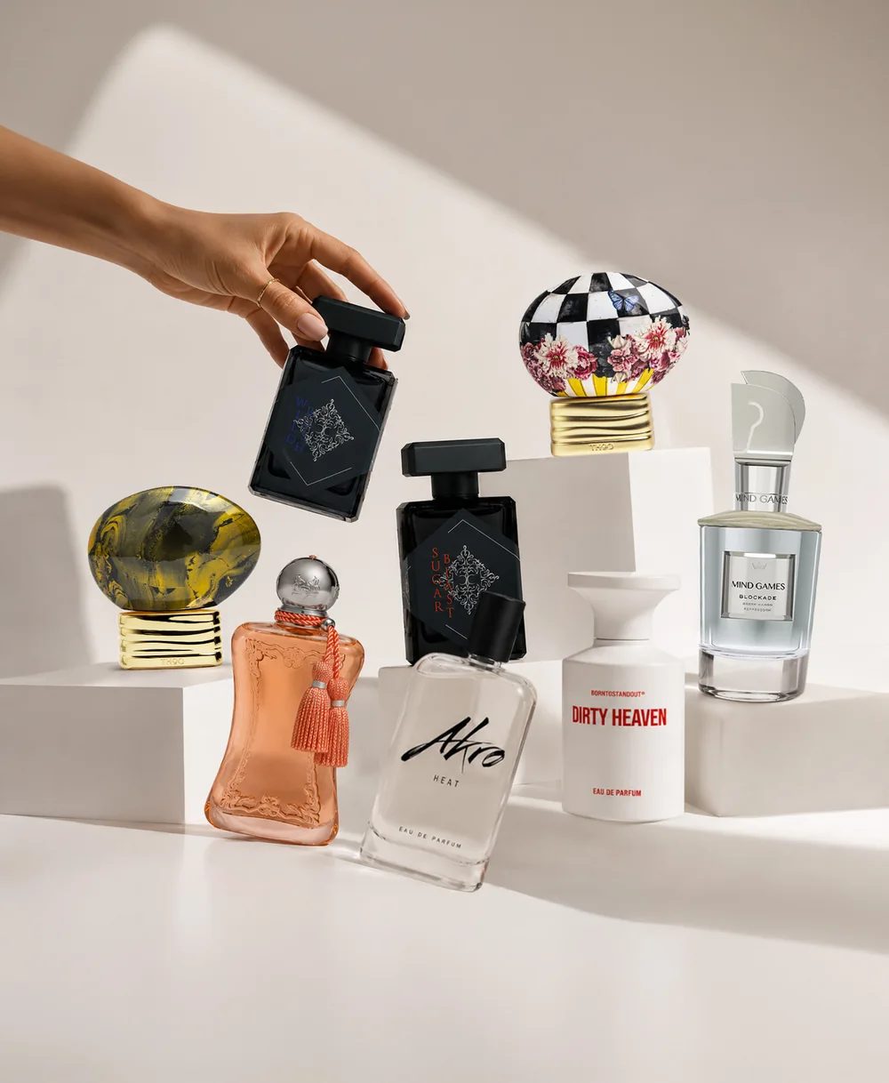 Original bottles from various niche brands